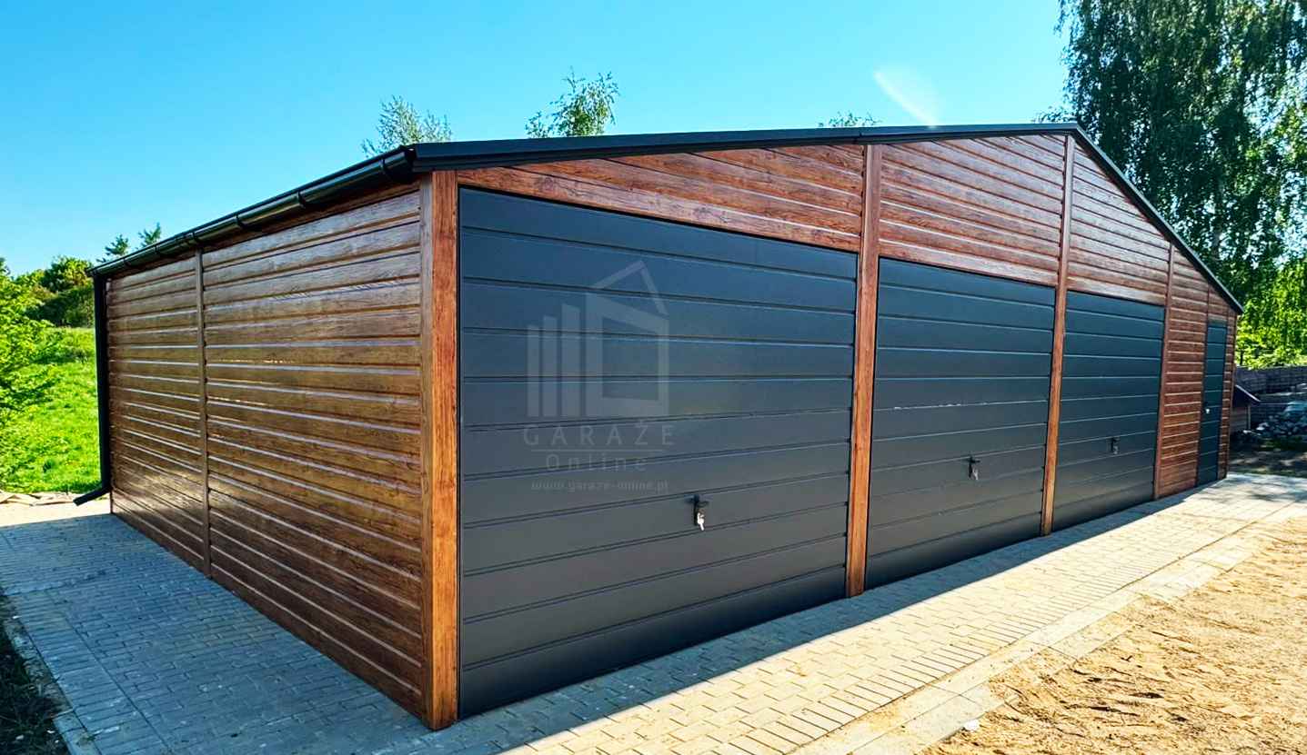 Garaż blaszany 12x6 m 3x brama uchylna drzwi rynny dach ID1290 Nowy Tomyśl - zdjęcie 3