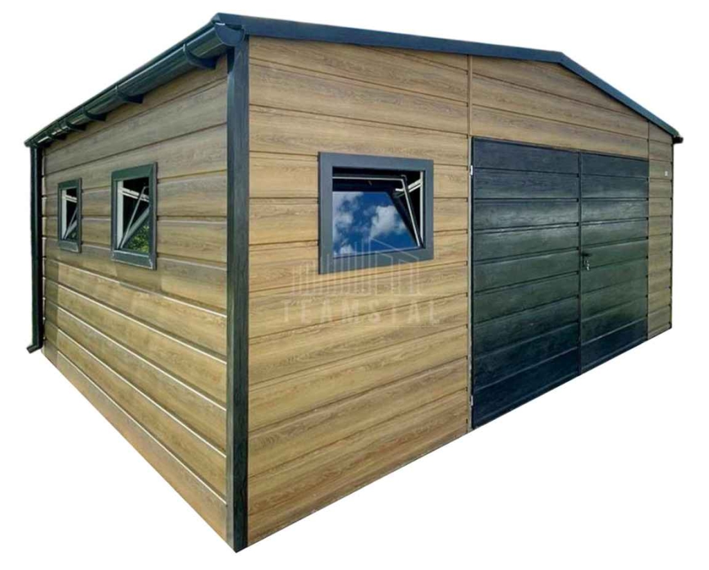 Garaż blaszany 6x5m - brama dwuskrzydłowa - 3x okno dach rynny TS1316 Chełm - zdjęcie 1