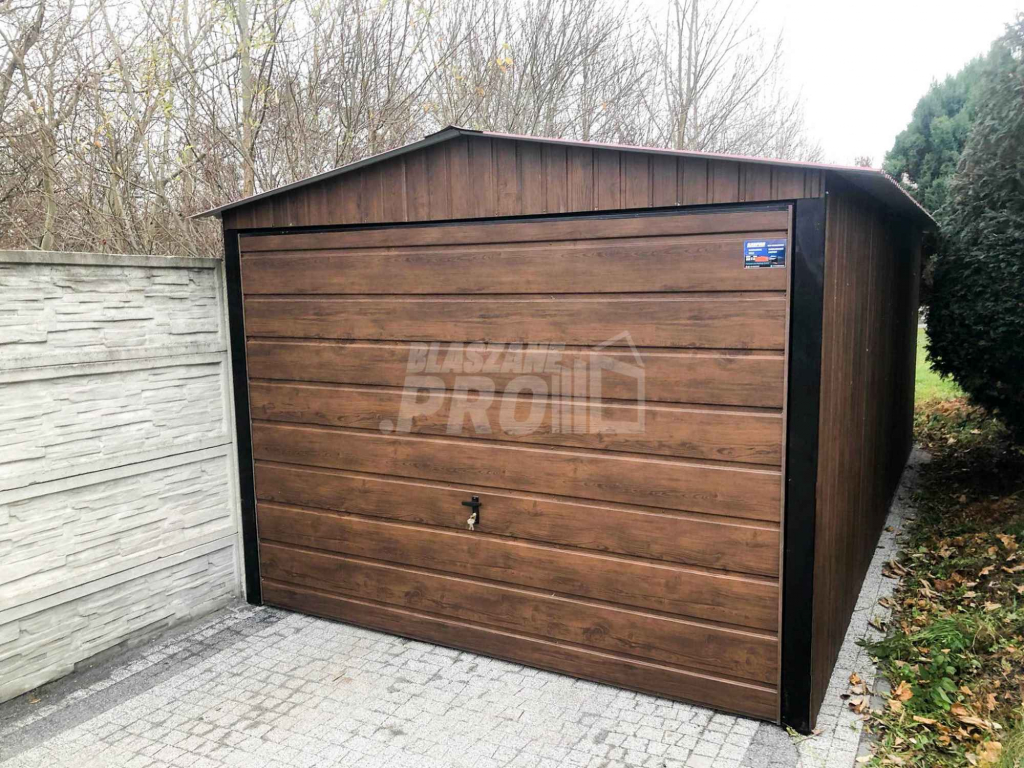 Garaż blaszany 3x6 2x Brama  drewnopodobny  Dach dwuspadowy GP77 Piła - zdjęcie 3