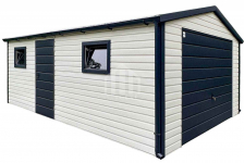 Garaż blaszany 4x5m -  brama uchylna - 2x okno - drzwi - rynny SO117