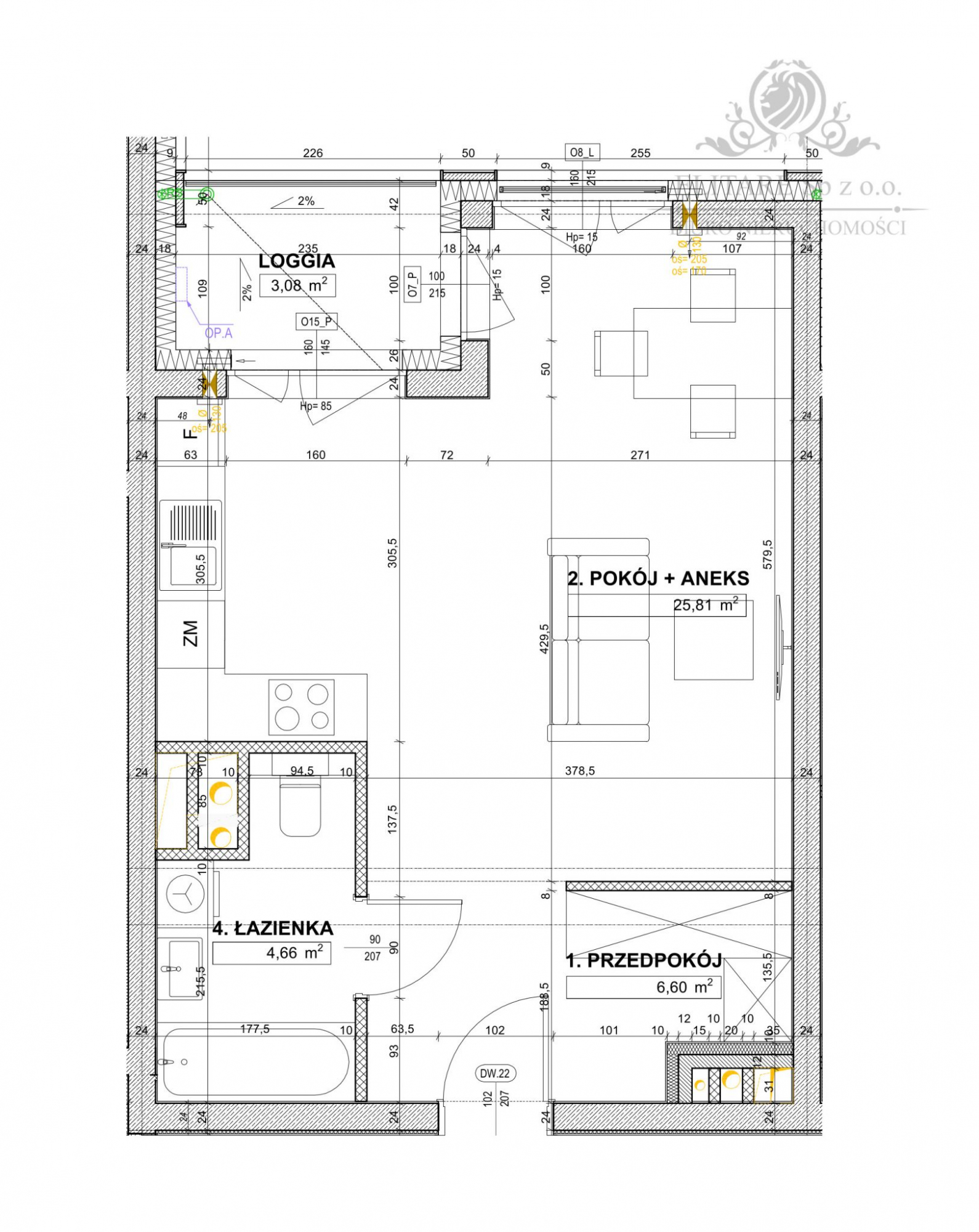 Apartament 1 pok. 37,07 z loggią/Os. Powstańców Śl. obok Sky Tower Wrocław - zdjęcie 6