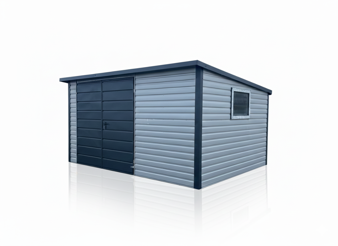 Domek narzędziowy 4m x 2.5m schowek ogrodowy srebrny + grafit Proboszczowice - zdjęcie 1