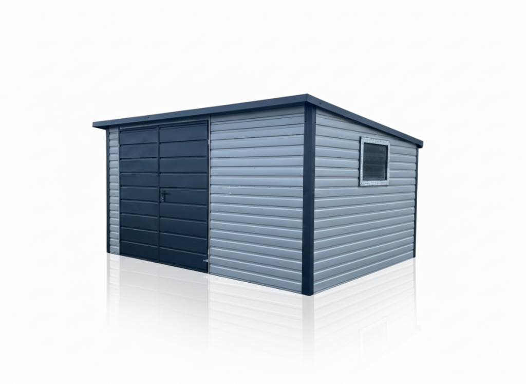 Domek narzędziowy 4m x 2.5m schowek ogrodowy srebrny + grafit Proboszczowice - zdjęcie 1