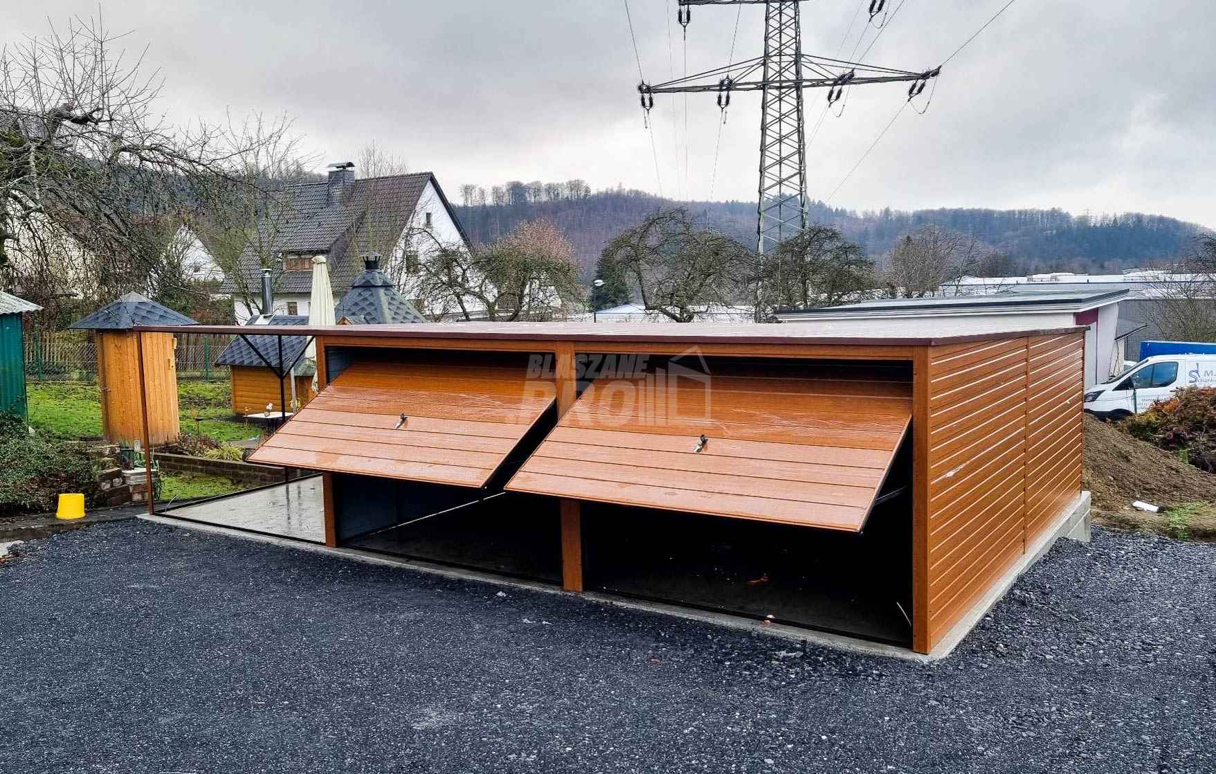 Garaż blaszany 6x6 + 3x6 wiata  Brama uchylna x2 spad w tył GP132 Nowy Sącz - zdjęcie 7