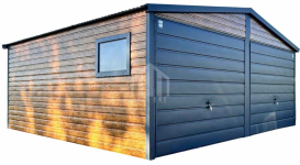 Garaż blaszany 6x5m -  2x brama uchylna - okno - antracyt SO124