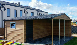 Domek Narzędziowy z wiatą 6x6 dwuspadowy drewnopodobny, drzwi, okno Wieliczka - zdjęcie 5