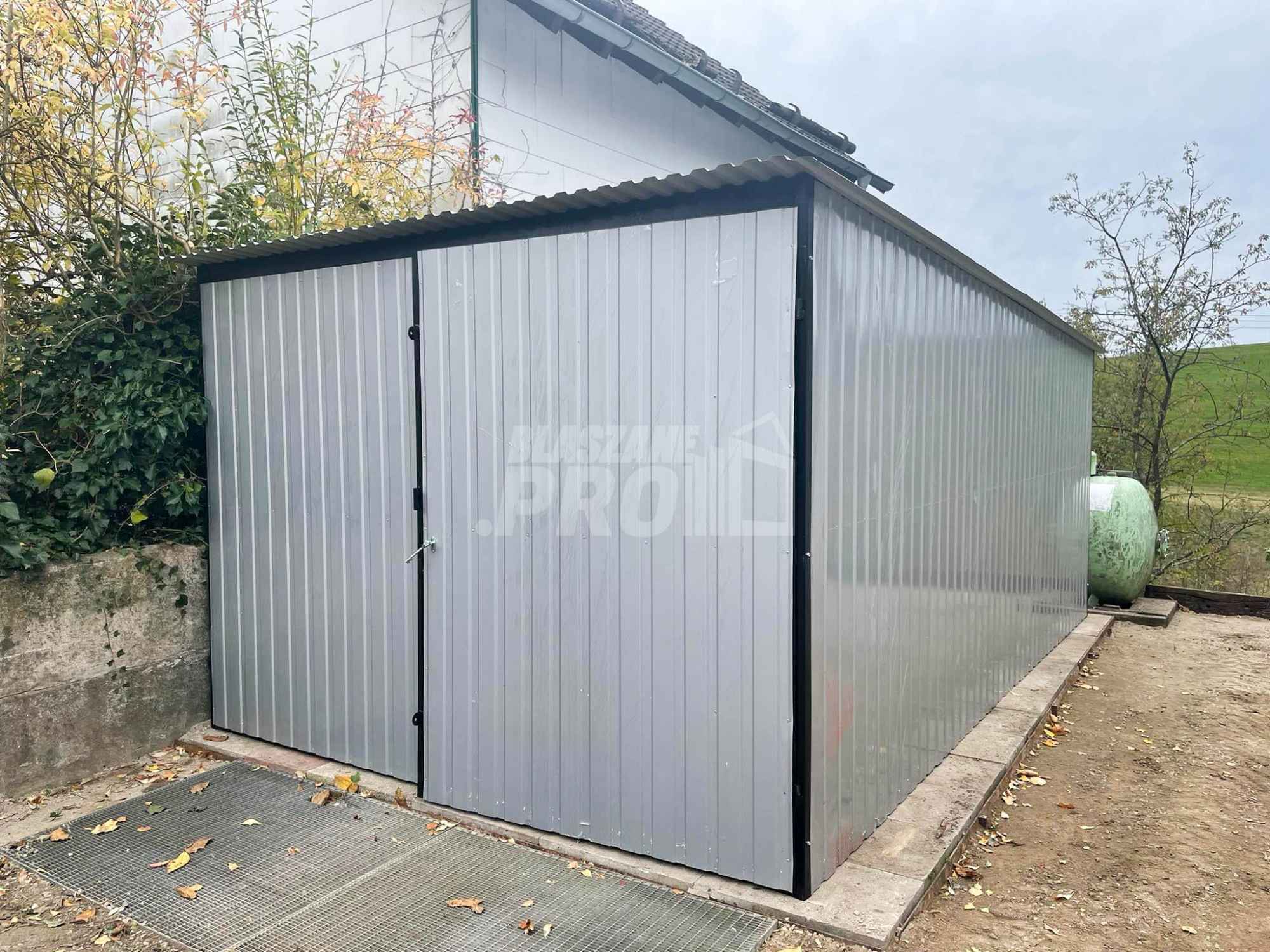 Garaż blaszany 3x5 Brama dwuskrzydłowa  szary spad w tył GP101 Czersk - zdjęcie 4