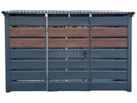 Wiata śmietnikowa 3x1m - furtka  drewnopodobny dach TS1209