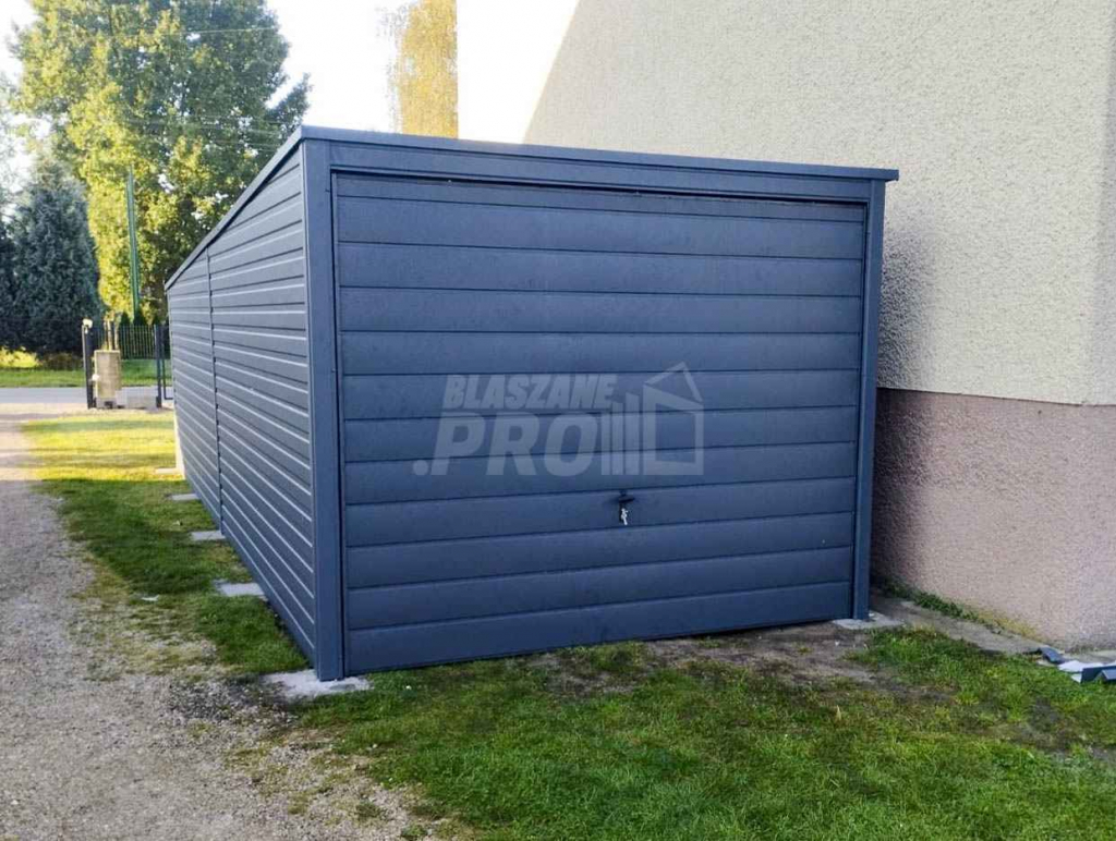 Garaż blaszany 3x8m  Brama uchylna  Antracyt Dach spad w tył GP224 Nowy Tomyśl - zdjęcie 6