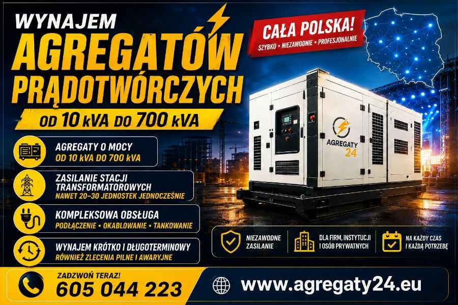 AGREGATY PRĄDOTWÓRCZE DO 700 kVA  - WYNAJEM - USŁUGI Bemowo - zdjęcie 1