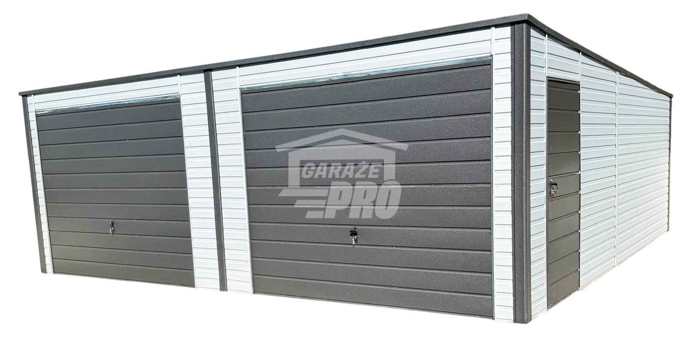 Garaż blaszany 7x6 m - 2x brama uchylna - drzwi  dach GP772 Turek - zdjęcie 1