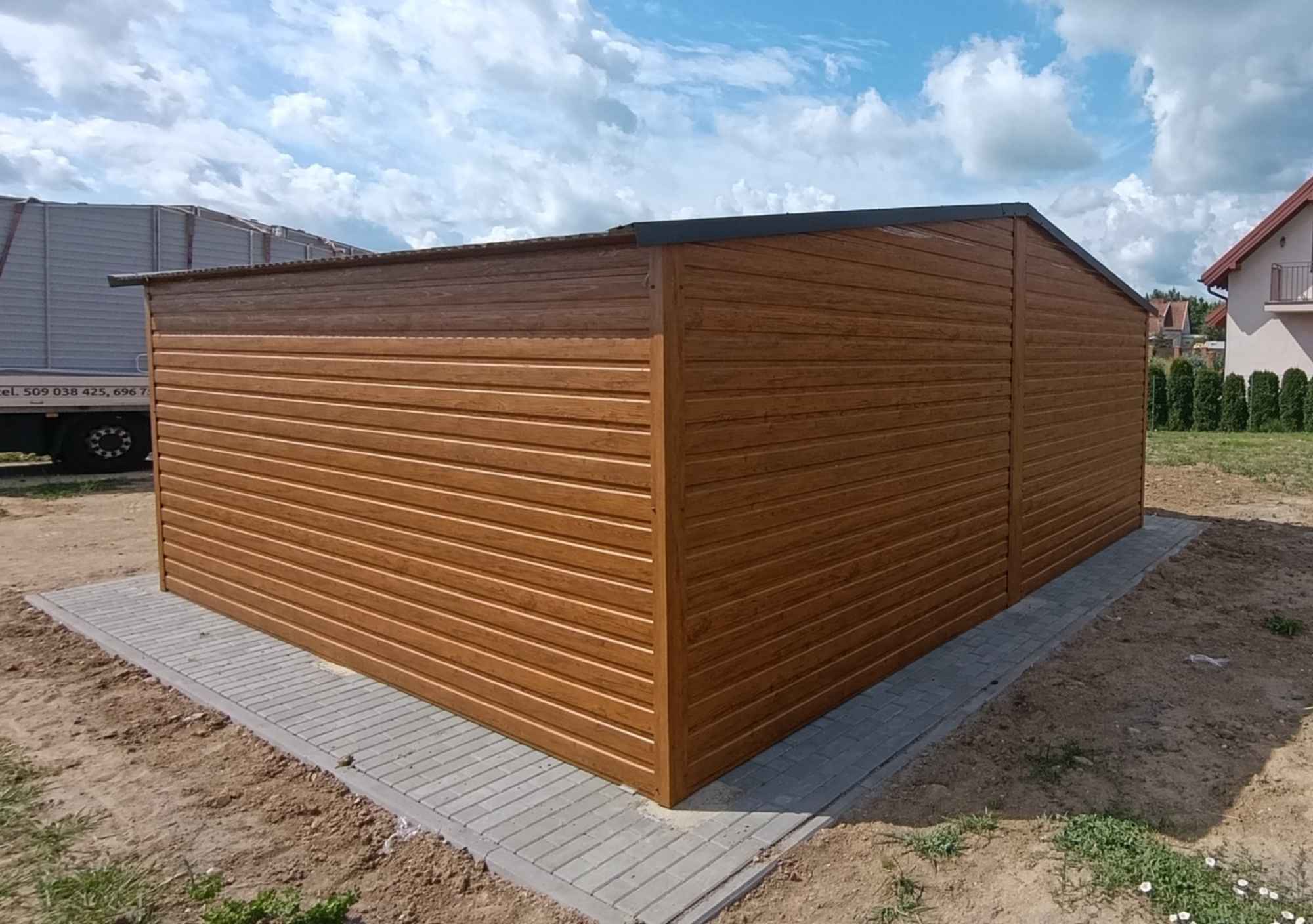 Garaż blaszany dwustanowiskowy 6×5m brama uchylna, dach dwuspadowy Grunwald - zdjęcie 3