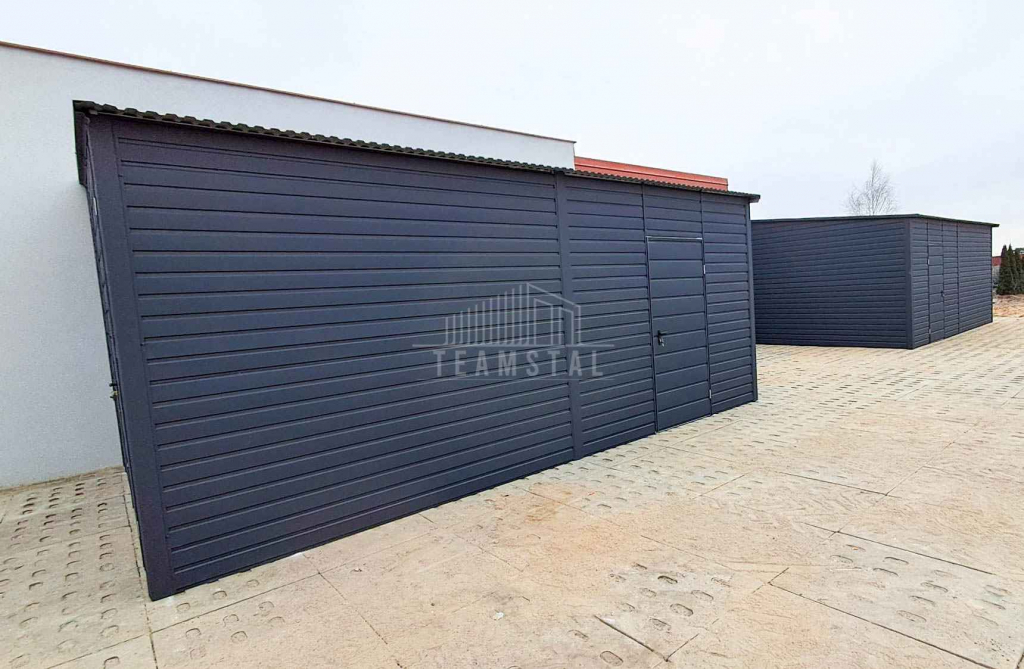 Garaż blaszany 3x7m Brama dwuskrzydłowa drzwi  dach spad w bok TS1049 Niepołomice - zdjęcie 3
