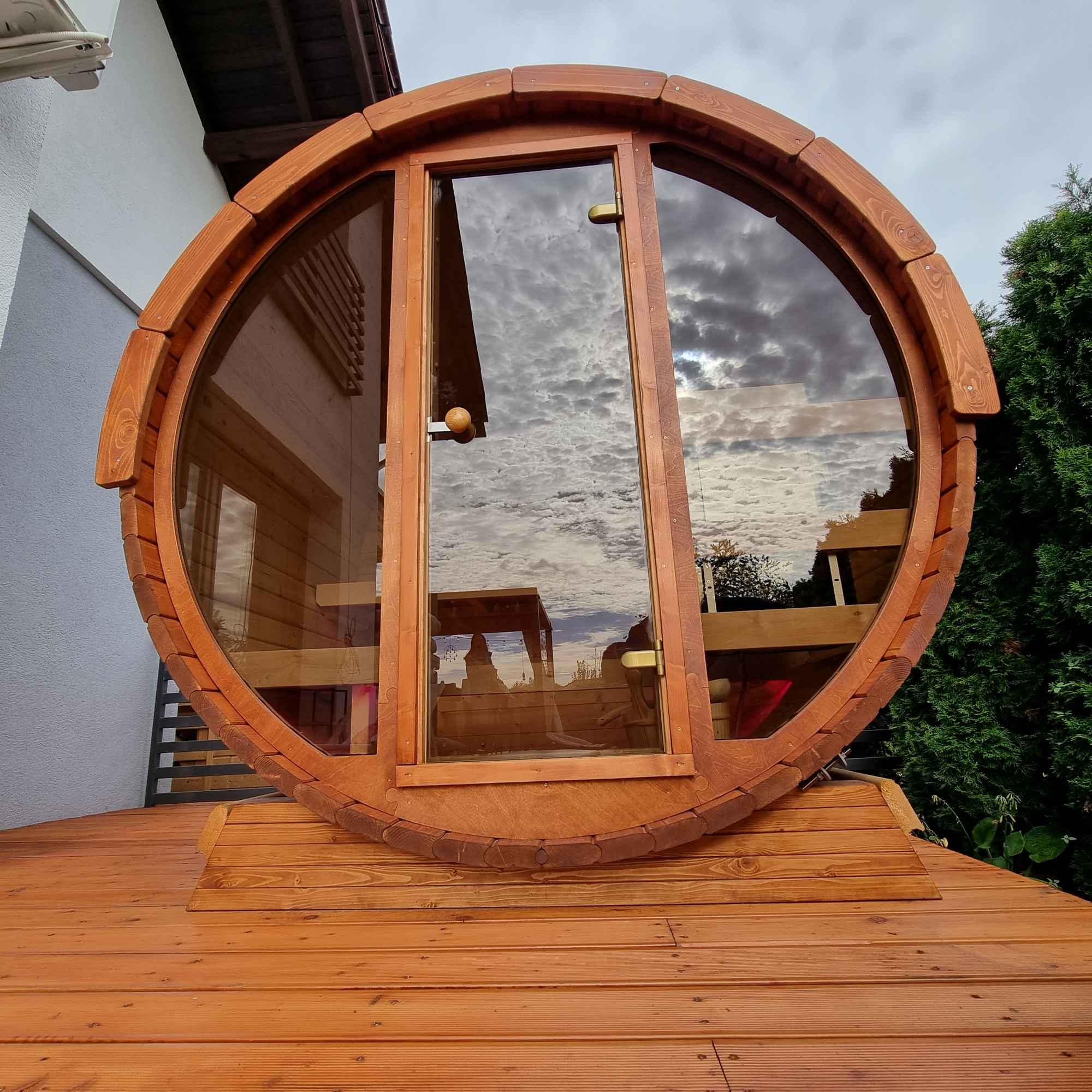 Sauna ogrodowa tarasowa 160 cm + szklany front NIEBO z termodrewna Słubice - zdjęcie 2
