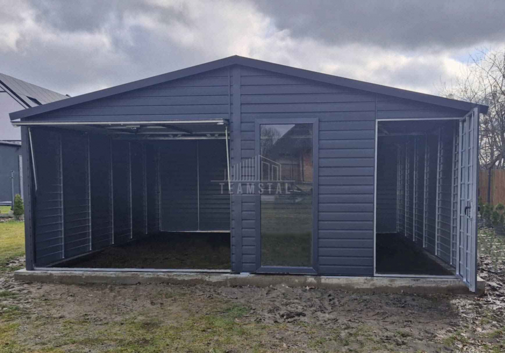 Garaż blaszany 6x5,8m Brama uchylna drzwi okno blachodachówka TS1145 Kalisz - zdjęcie 2