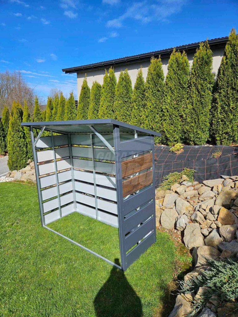 Wiata śmietnikowa - drewutnia - spad tył 2x0,8m ciemny orzech GP355 Gdynia - zdjęcie 7