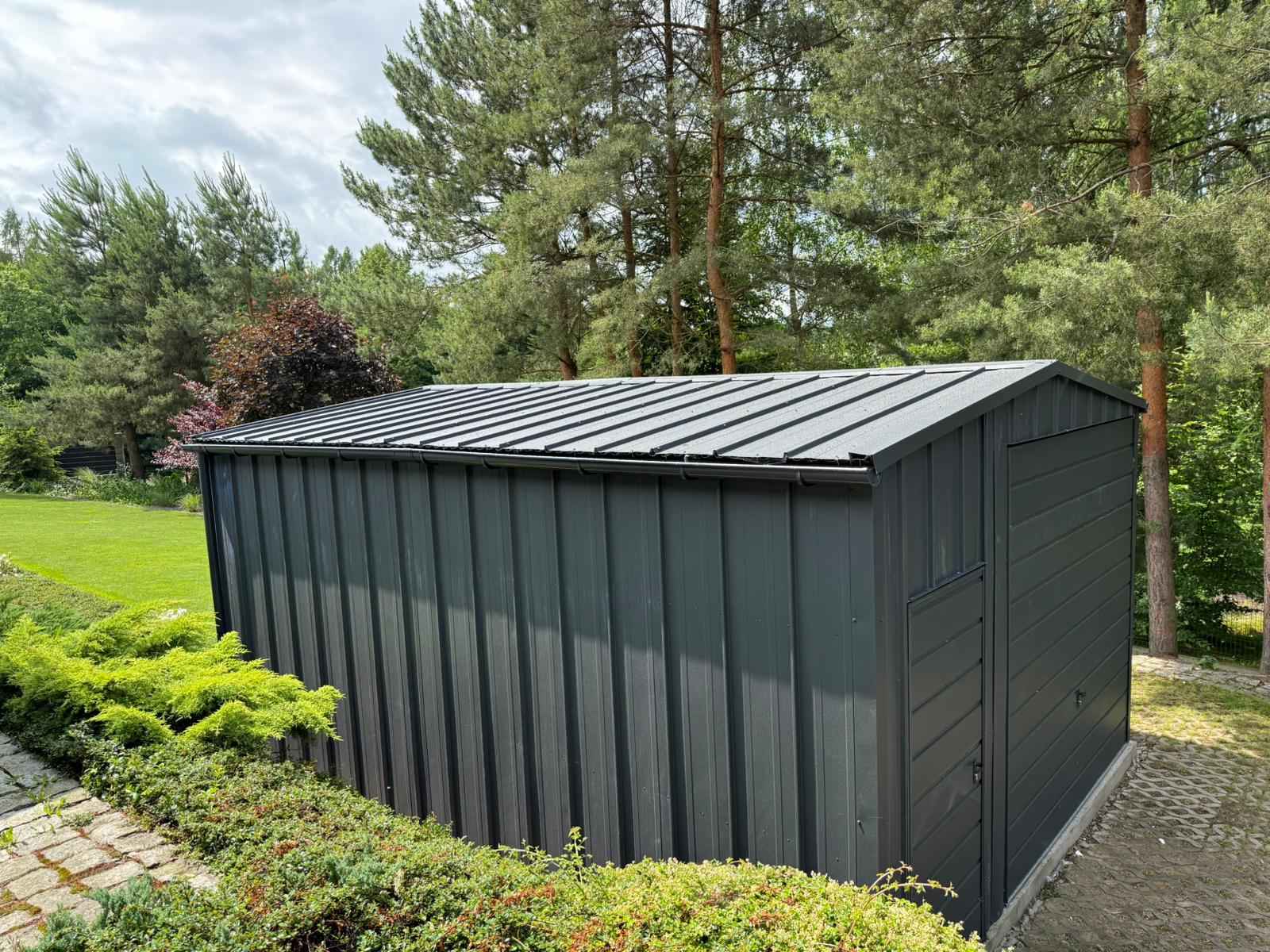 Garaż Blaszany dwuspadowy Rąbek 4x6 Ciemny Grafit MAT PREMIUM Stare Miasto - zdjęcie 3