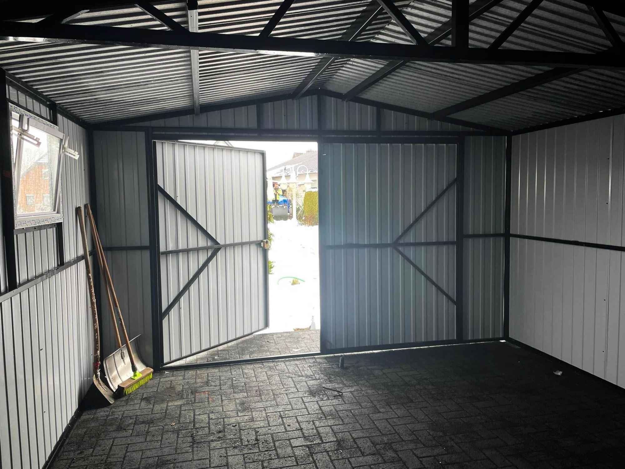 Garaż blaszany 4x5 Brama + okno Antracyt  Dach dwuspadowy GP145 Busko-Zdrój - zdjęcie 6