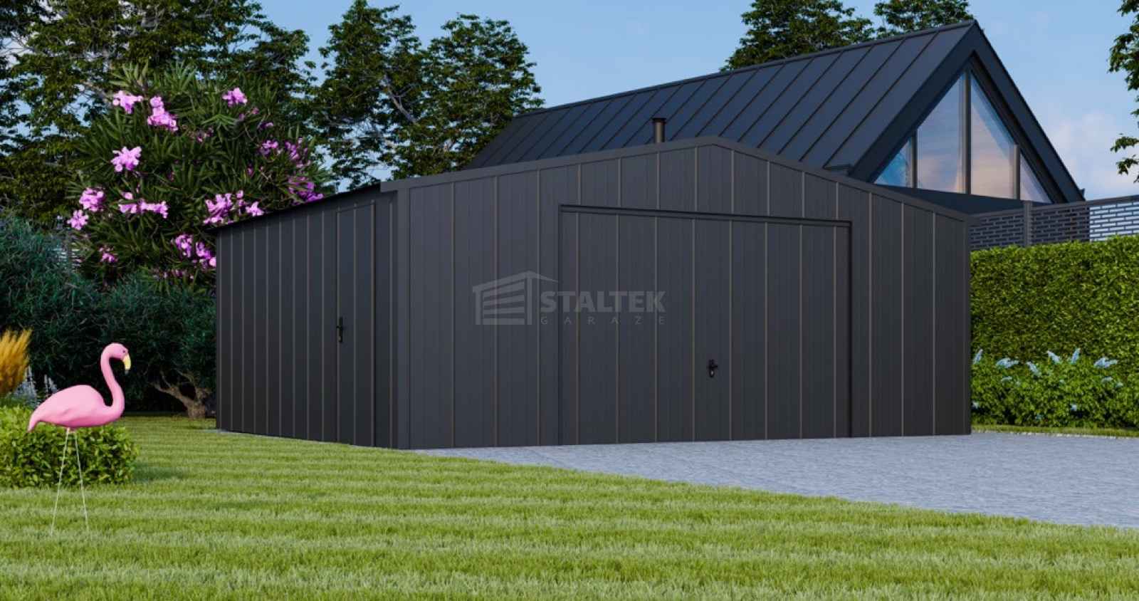 Garaż blaszany 6x6 - brama uchylna - drzwi blacha na rąbek dach ST207 Lubin - zdjęcie 3