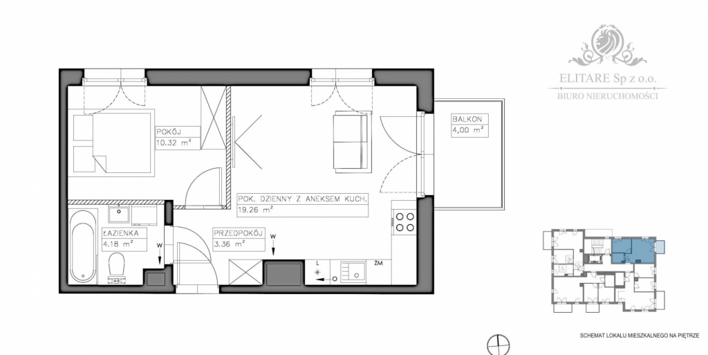 Śliczne mieszkanie 2 pokojowe 37,12m2 z balkonem, Iwiny/Jagodno Iwiny - zdjęcie 2