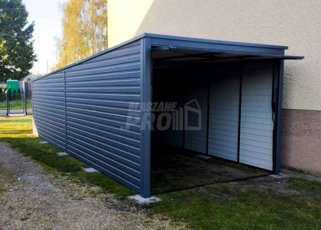 Garaż blaszany 3x8m  Brama uchylna  Antracyt Dach spad w tył GP224 Nowy Tomyśl - zdjęcie 5