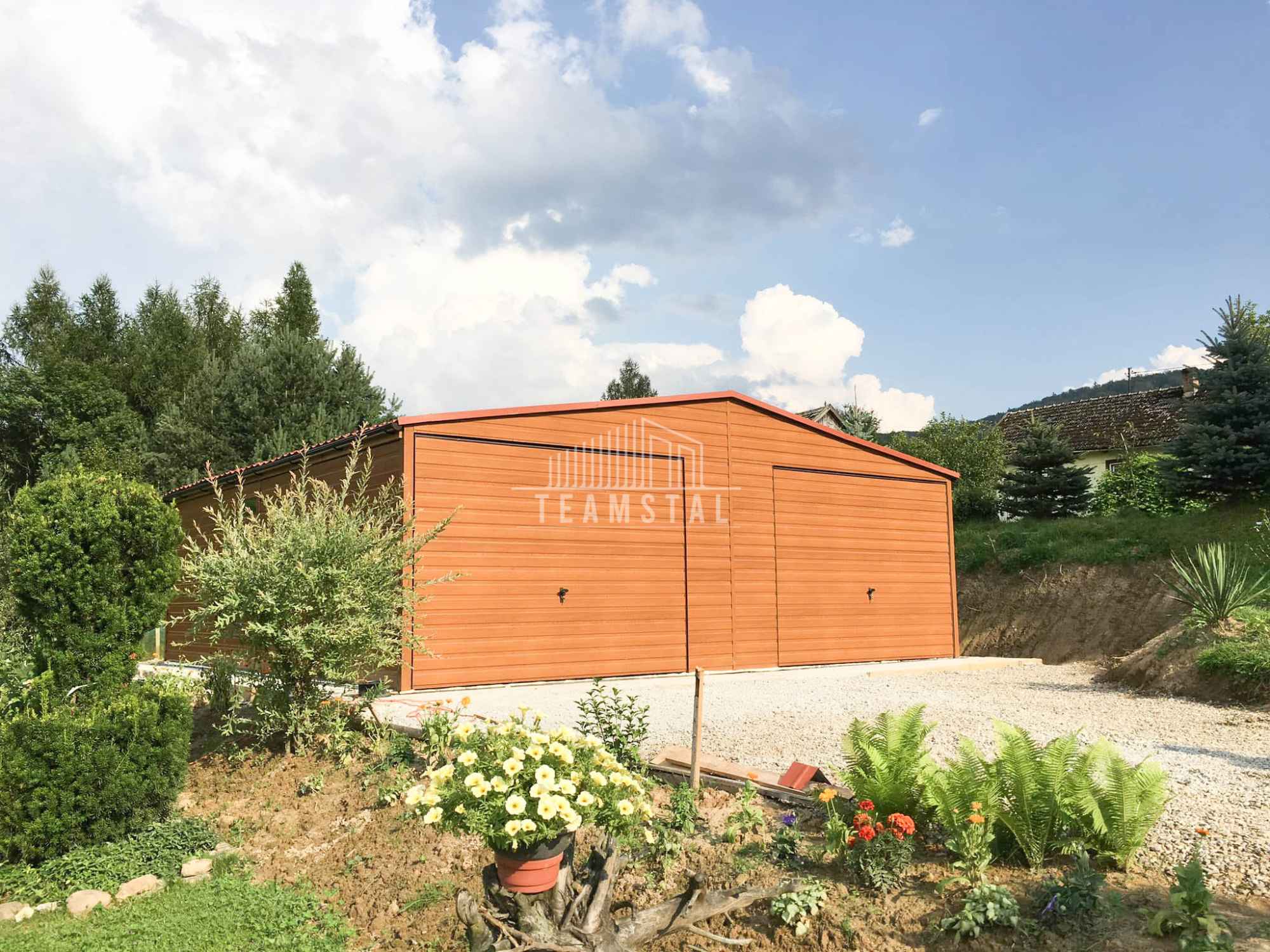 Garaż blaszany 7,5x6m 2x  brama uchylna okno blachodach rynny TS881 Gniezno - zdjęcie 3