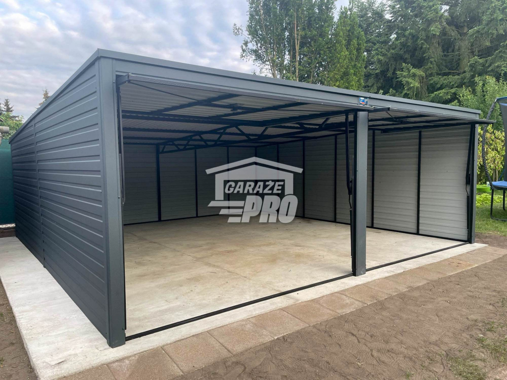 Garaż blaszany 6x6 2x Brama uchylna Antracyt Dach spad w tył GP136 Śródmieście - zdjęcie 4