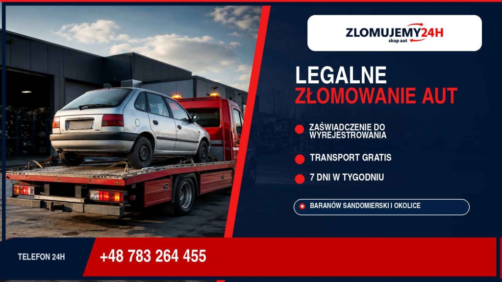 Złomowanie aut - Złomujemy24h Baranów Sandomierski Zaleszany - zdjęcie 1