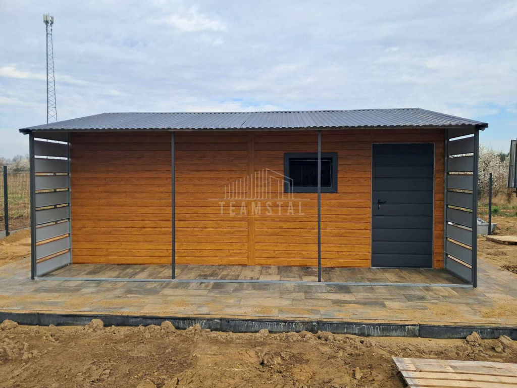 Garaż blaszany 4x5m + wiata 1x5m brama drzwi okno  dach TS1071 Mrągowo - zdjęcie 3