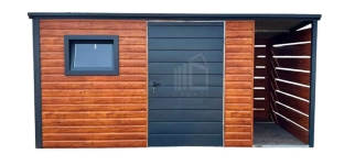 Domek ogrodowy 4x2,5 m + wiata 1x2,5 m drzwi okno  dach  ID1282
