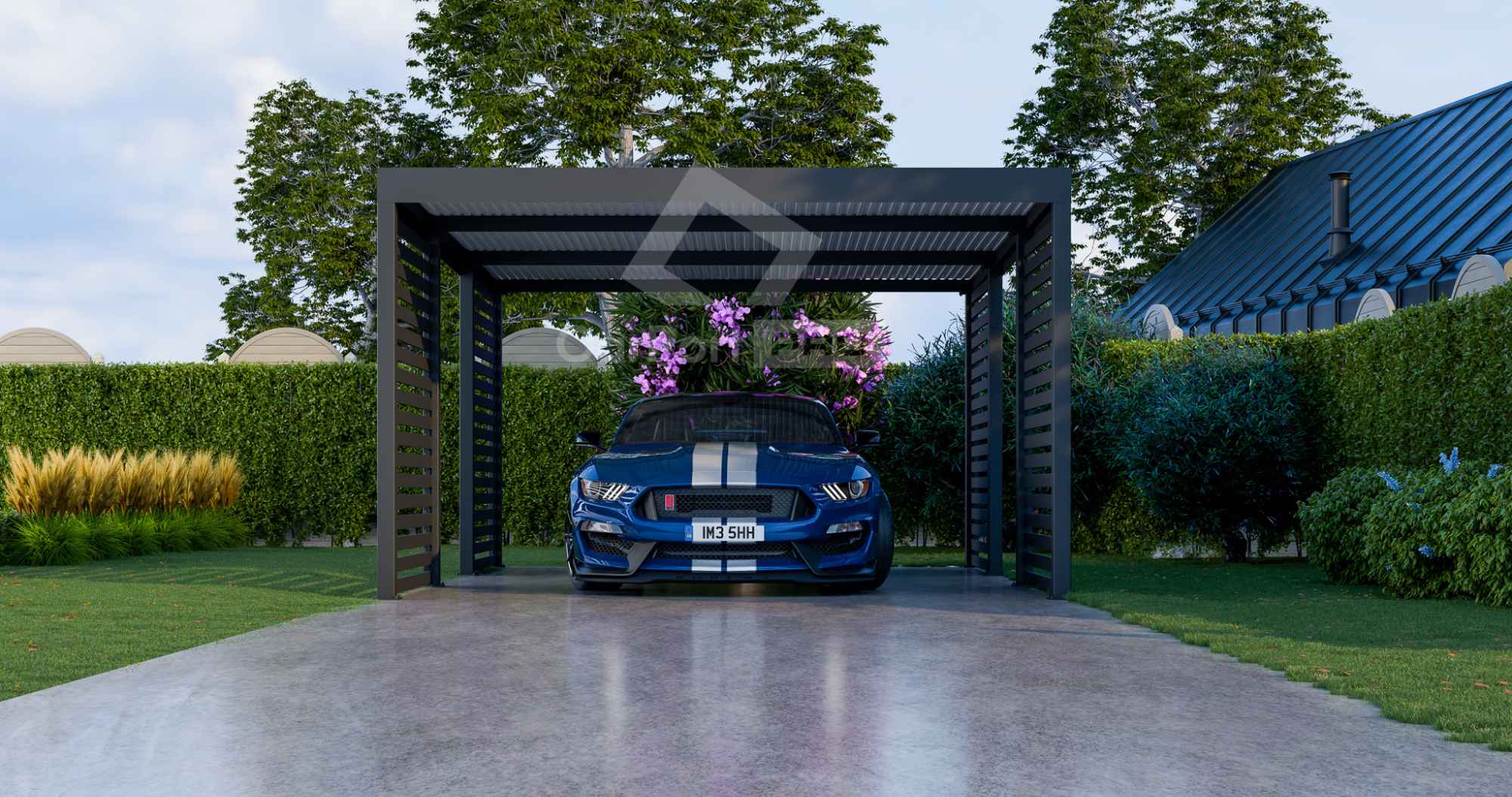 CarPort PREMIUM - wiata samochodowa 4x5 - antracyt - zabudowa  CP104 Elbląg - zdjęcie 4