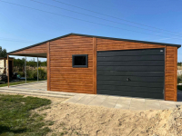 Garaż jednostanowiskowy 8.5×5 m z Wiatą Dach dwuspadowy, Drewnopodobny Bemowo - zdjęcie 4