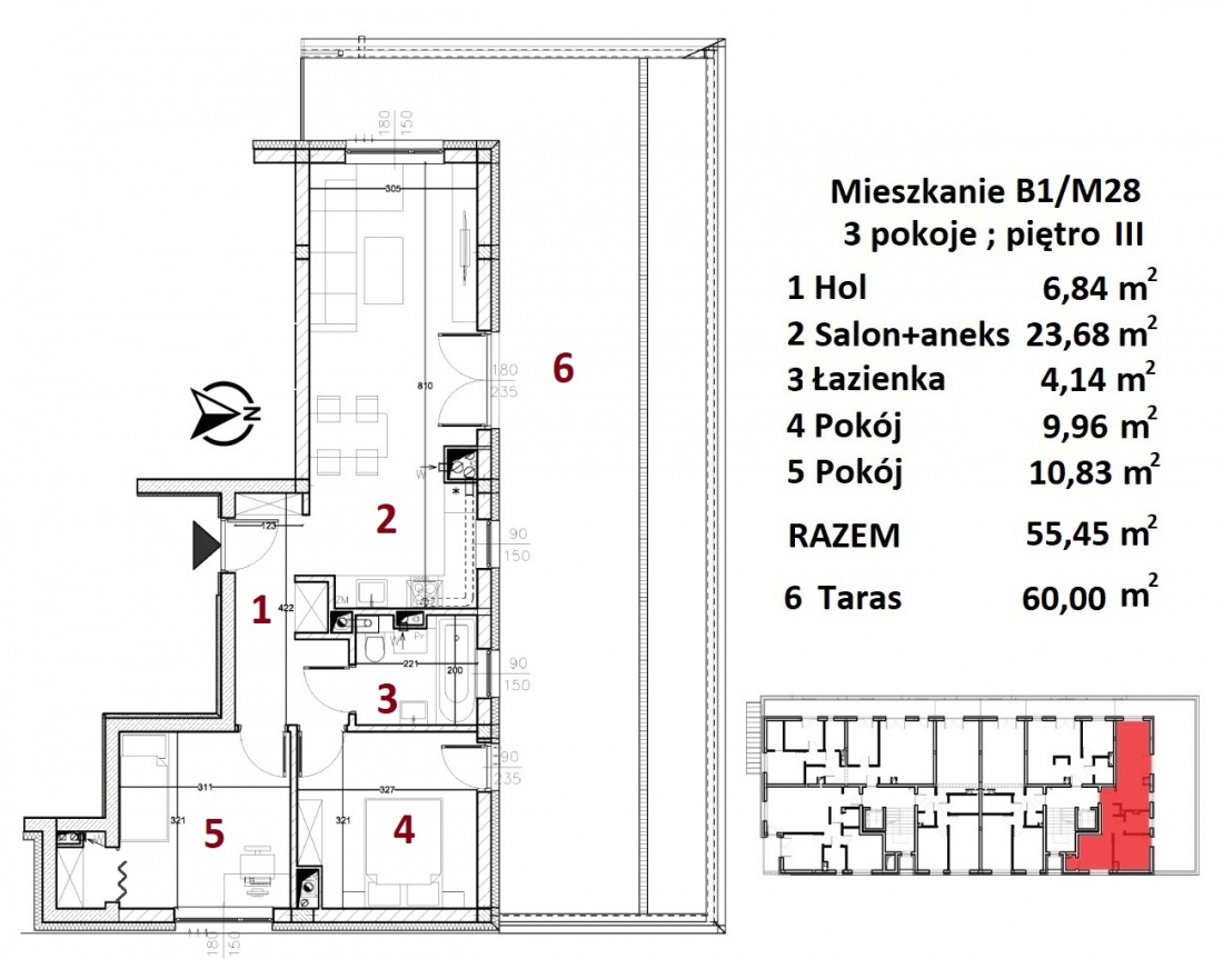 Nowe mieszkania - Rzeszów - Drabinianka - 55,45m2 - 1 Rzeszów - zdjęcie 3