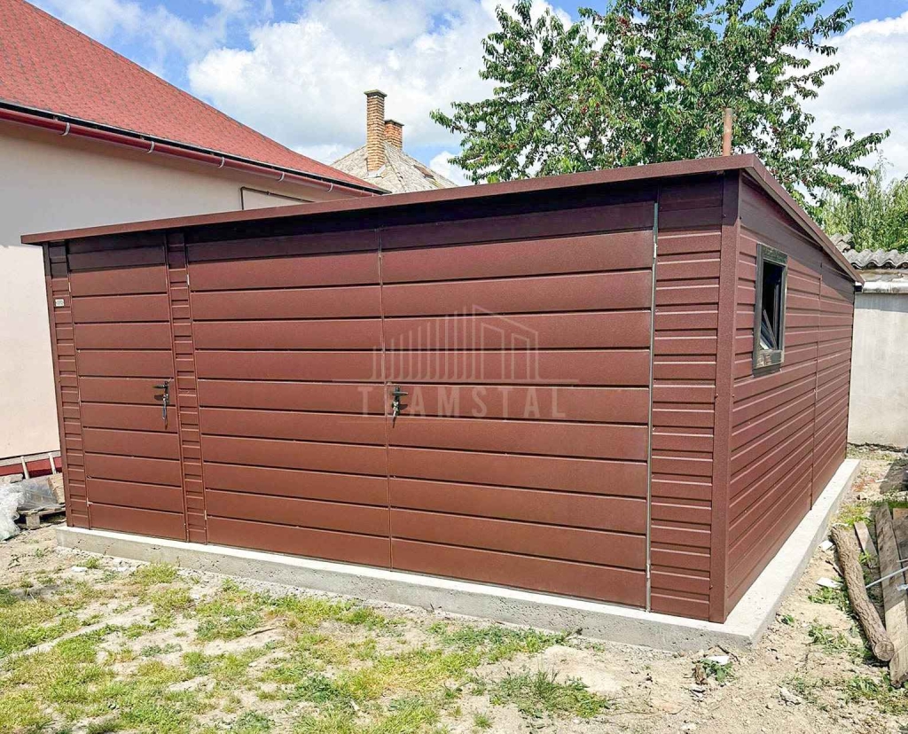 Garaż blaszany 5x5 m - brama dwuskrzydłowa - drzwi - okno dach TS1305 Miastko - zdjęcie 4