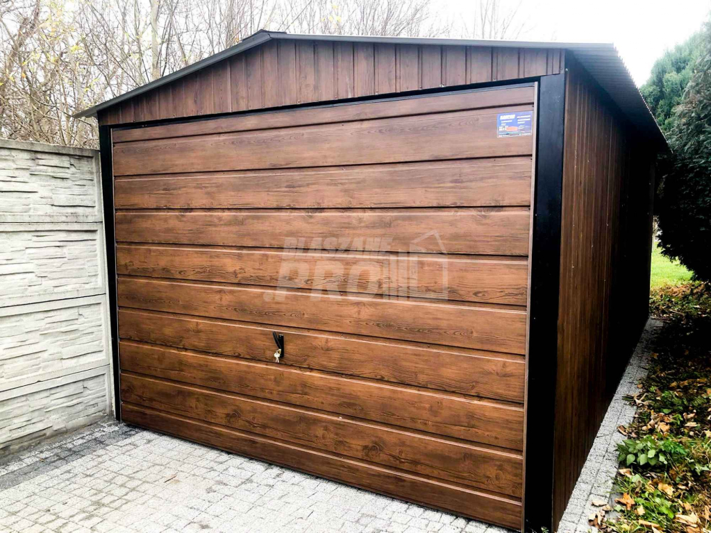 Garaż blaszany 3x6 2x Brama  drewnopodobny  Dach dwuspadowy GP77 Piła - zdjęcie 6