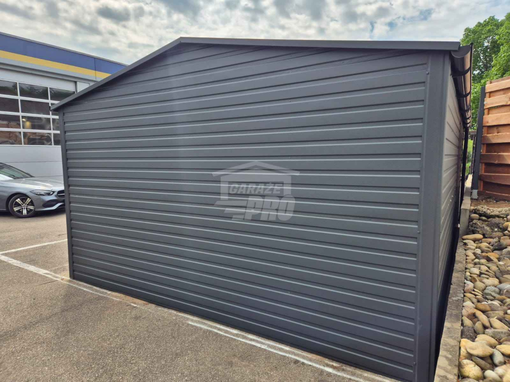 Garaż blaszany 3,5x5 2x Brama Antracyt Dach dwuspadowy rynna GP573 Kościerzyna - zdjęcie 6
