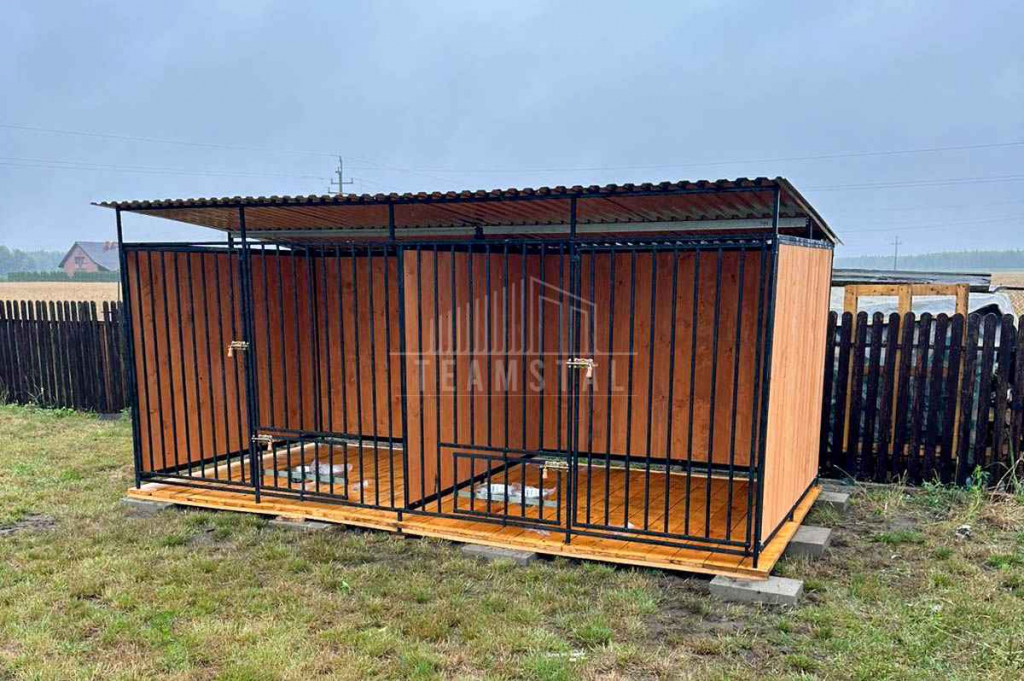 Kojec dla psów 4x2m drewniana podłoga - uchwyt na miski TS1140 Płock - zdjęcie 5