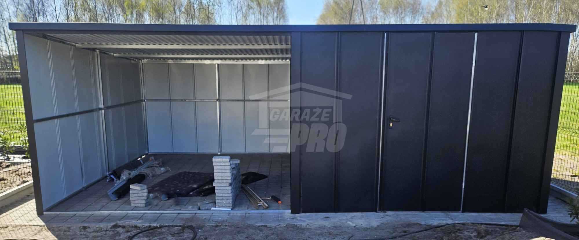 Schowek domek ogrodowy 2,3x3 m + wiata 3x3 m drzwi blacha dach GP746 Krynica-Zdrój - zdjęcie 2