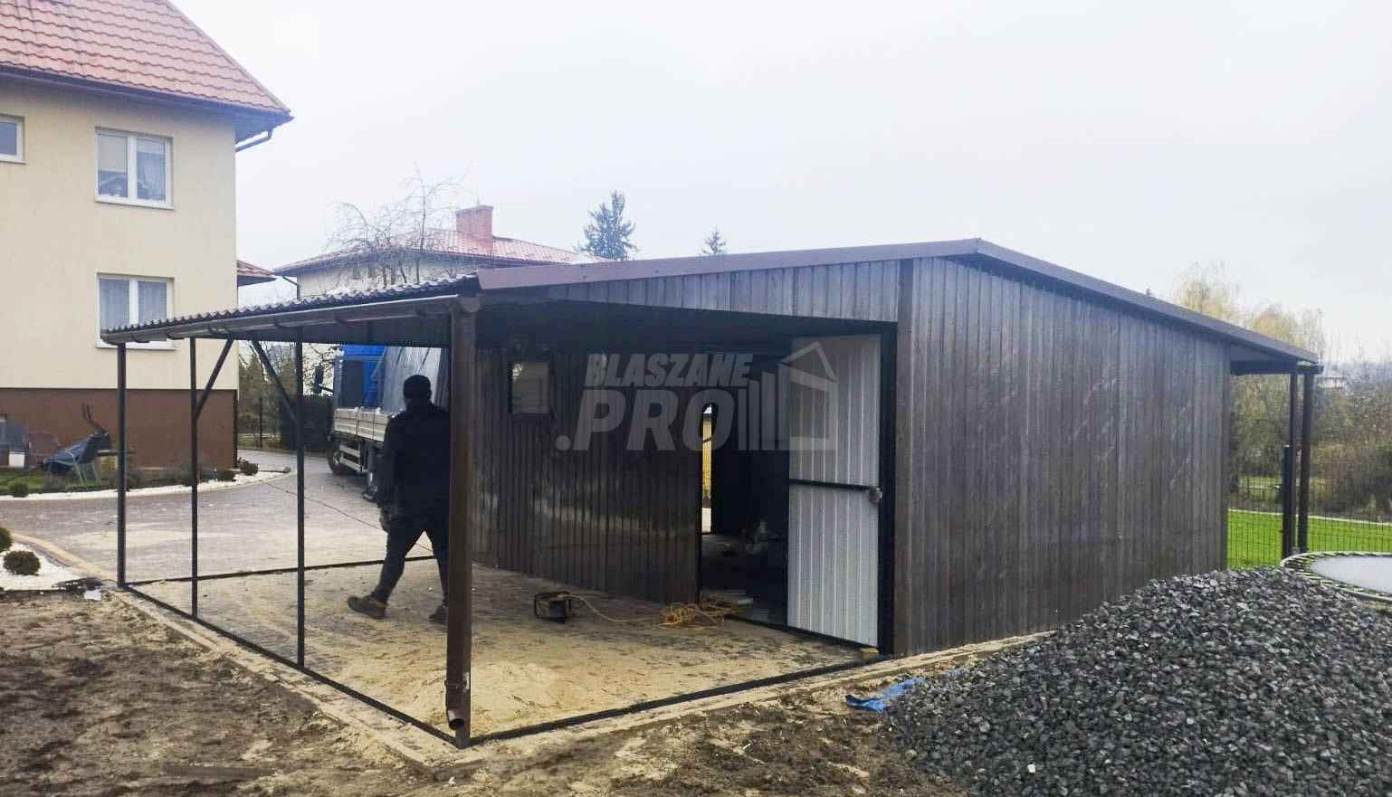 Garaż Blaszany 4x6 + 2x Wiata 4x6 Brama uchylna Blachodachówka GP253 Lubin - zdjęcie 4
