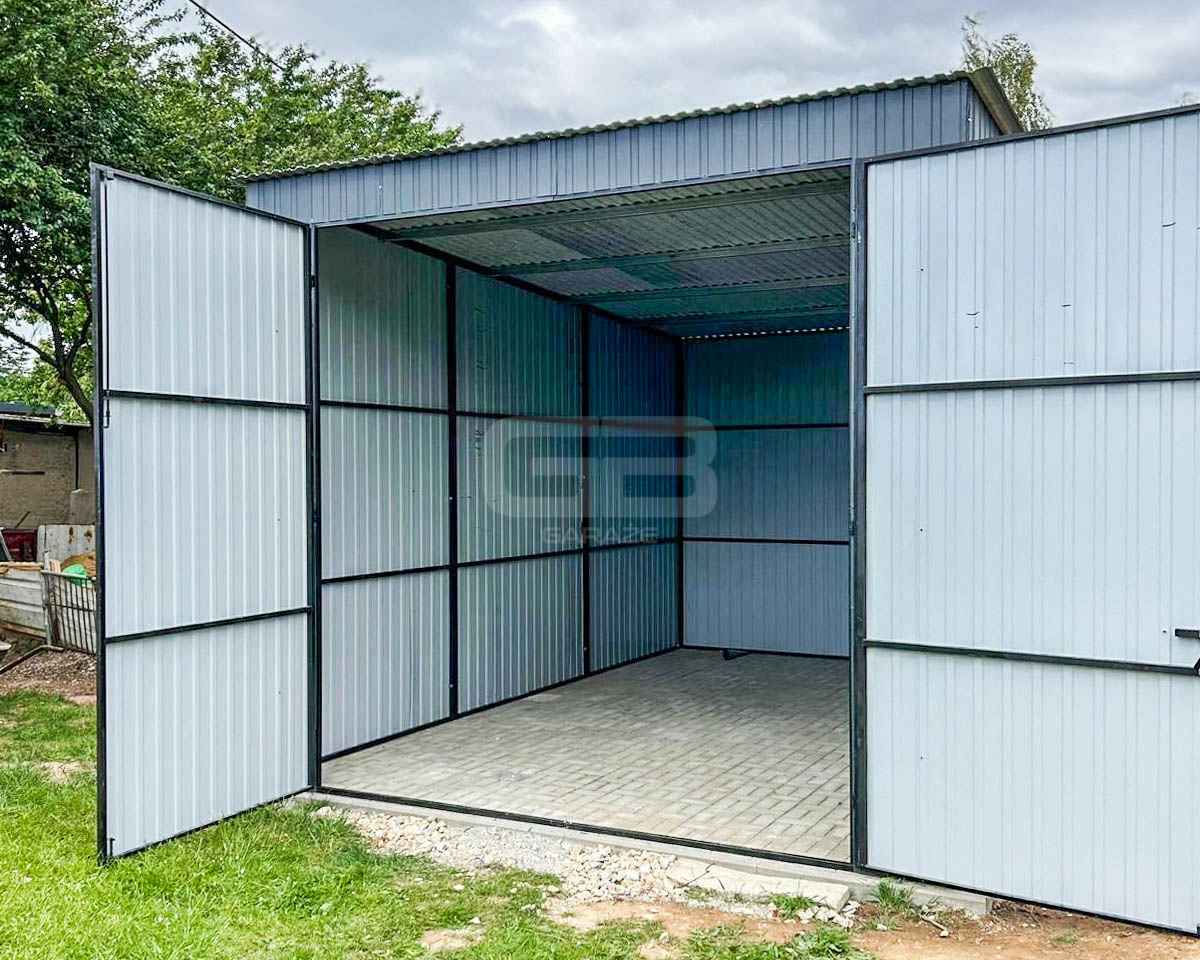 Garaż Blaszany - 4x6m - Brama Dwuskrzydłowa  - Antracyt - Dach GB128 Gniezno - zdjęcie 2