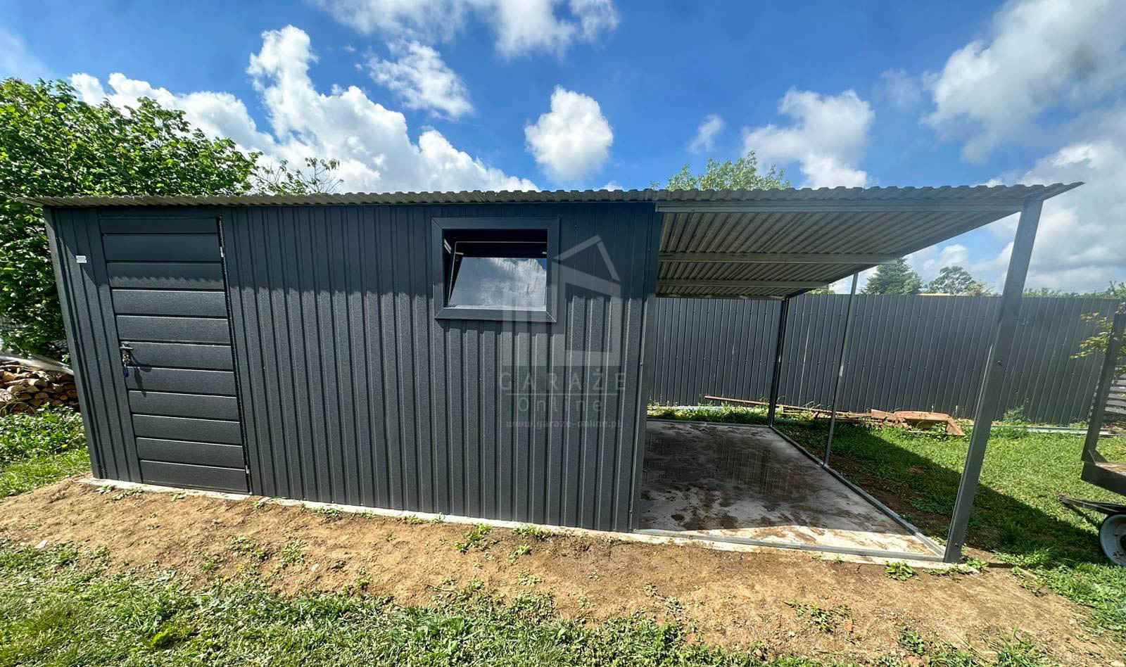 Schowek Domek ogrodowy 4x5 m + wiata 2x5 m drzwi okno  dach  ID1272 Września - zdjęcie 2