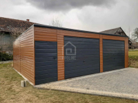 Garaż blaszany 7,5x5,5 2x brama drzwi drewnopodobny spad w tył PLG168 Piła - zdjęcie 3