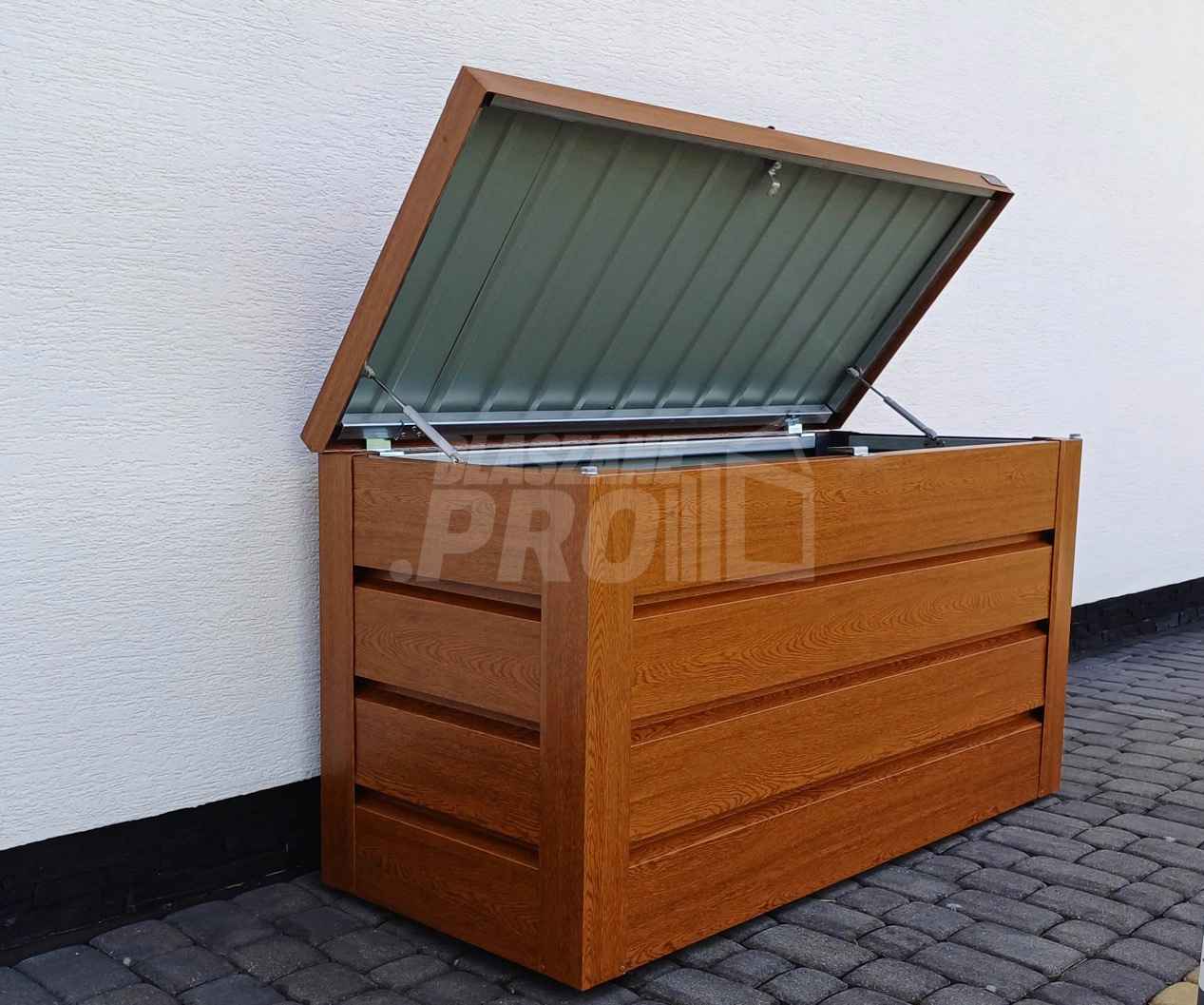 Skrzynia ogrodowa metalowa kufer 150x60x70cm  złoty dąb GP348 Przemyśl - zdjęcie 8