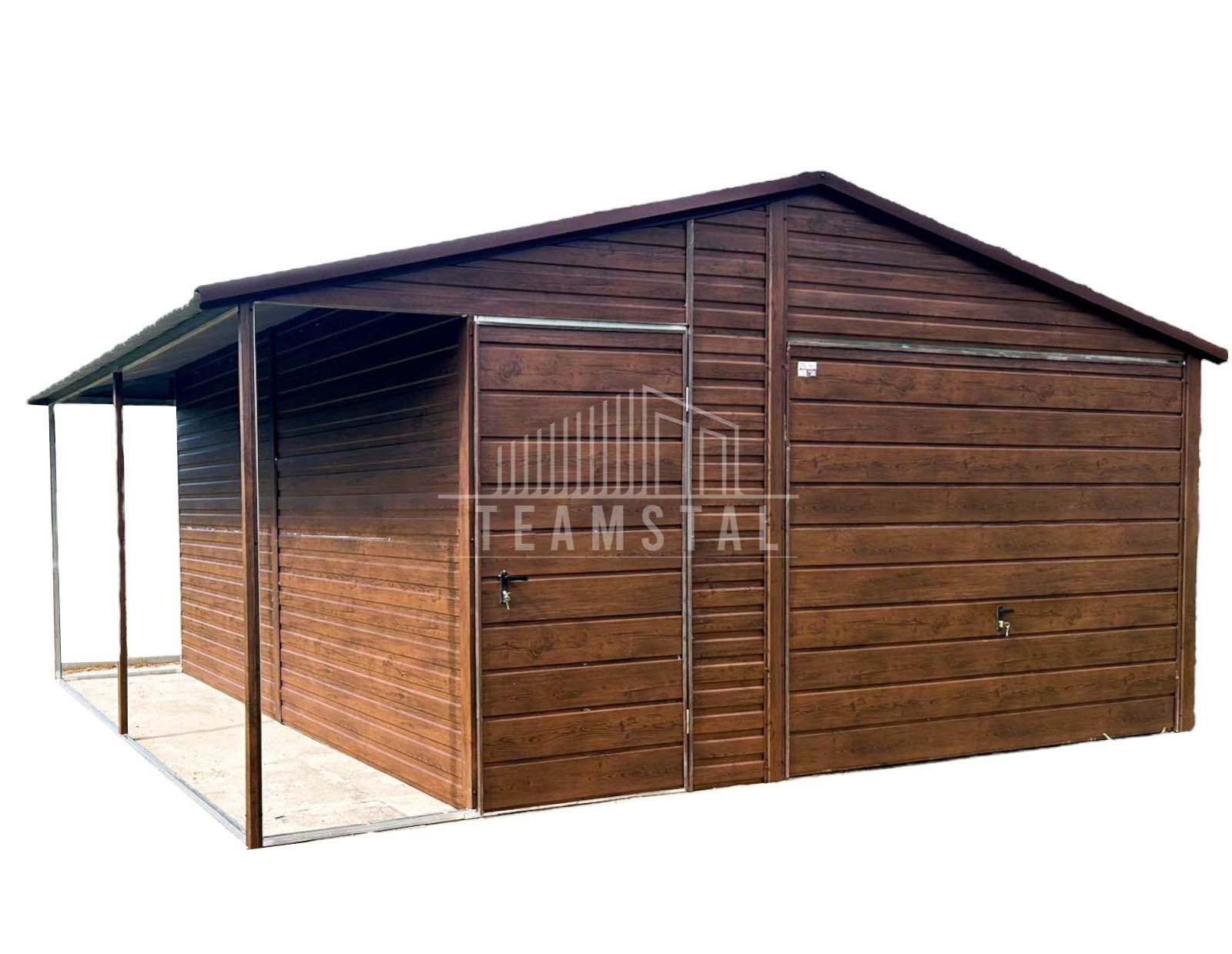 Wolnostojący Garaż Blaszany 4,5x5 + wiata Brama - drzwi -  TS187 Elbląg - zdjęcie 1