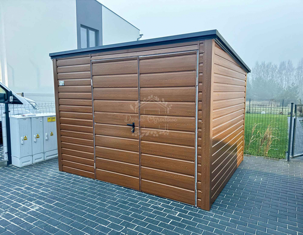 domek ogrodowy 3x2,5m - Brama dwuskrzydłowa - ciemny orzech ID878 Płock - zdjęcie 3