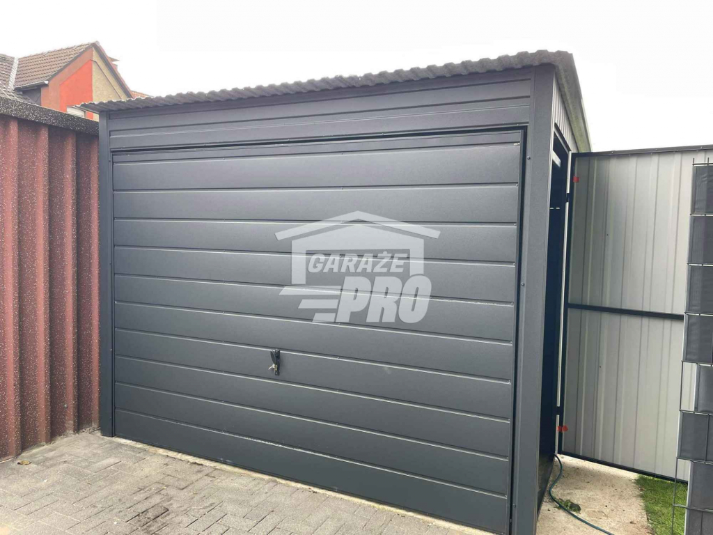 Garaż blaszany 3x6,5 brama uchylna antracyt Dach spad w tył GP243 Inowrocław - zdjęcie 5