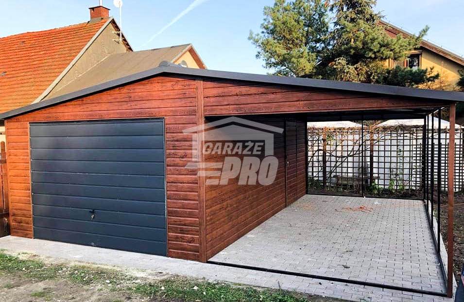 Garaż blaszany 4x6 + wiata 3m drewnopodobny Dach dwuspadowy GP88 Bochnia - zdjęcie 12