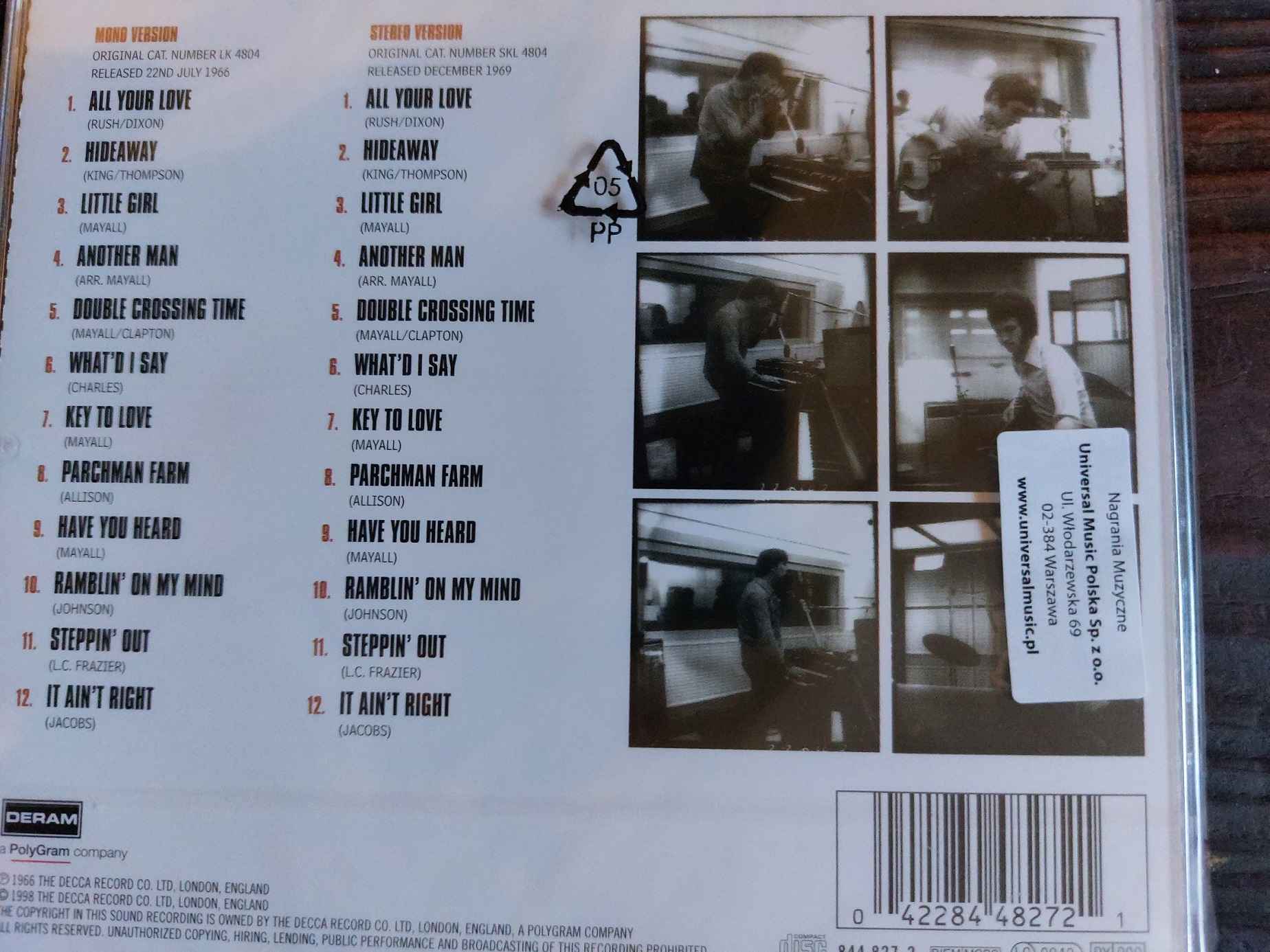 Polecam Album CD Legenda John Mayall-Eric Clapton Blues Breakers Katowice - zdjęcie 2