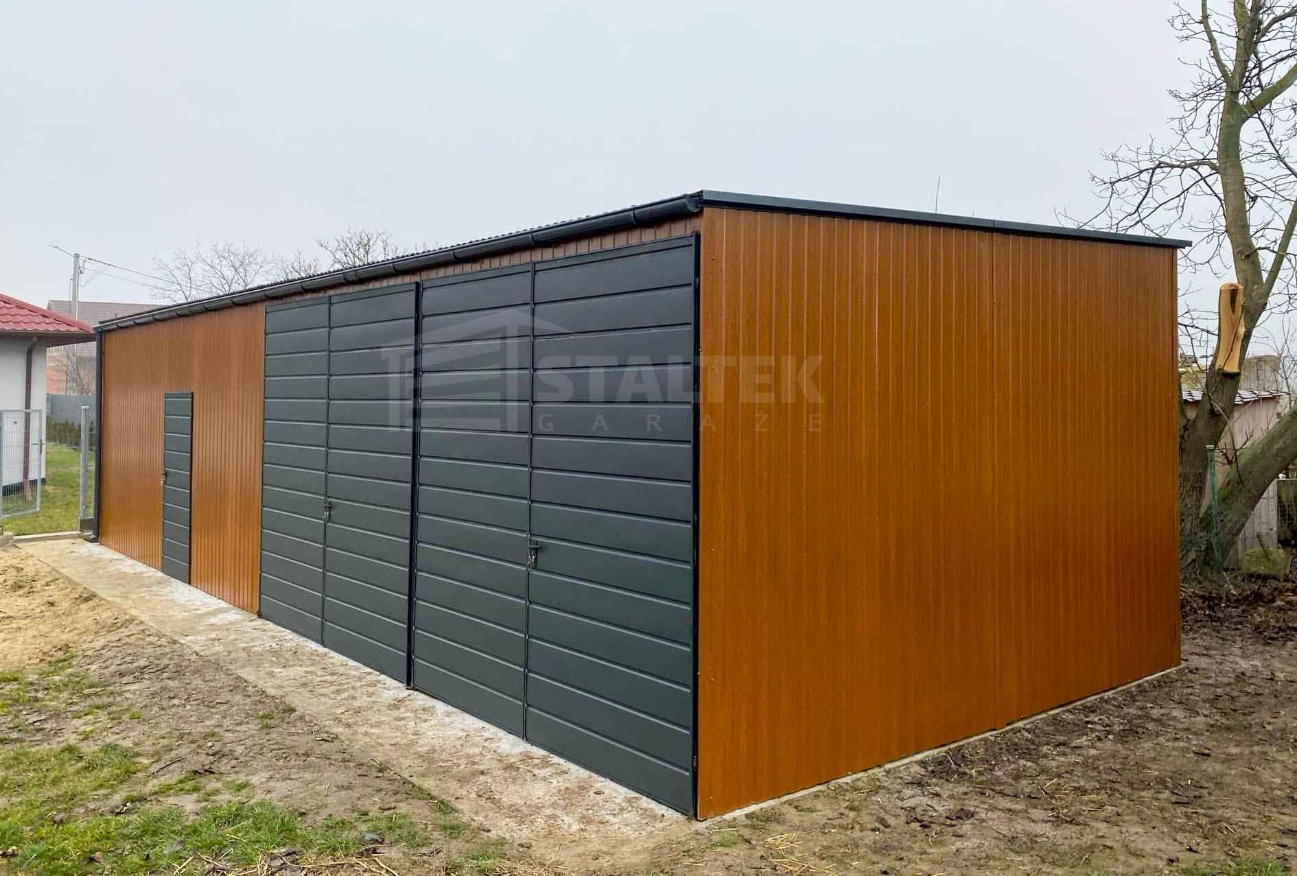 Hala Garaż blaszany 13x4 - 2x Brama + drzwi drewnopodobny Dach  ST164 Otwock - zdjęcie 3