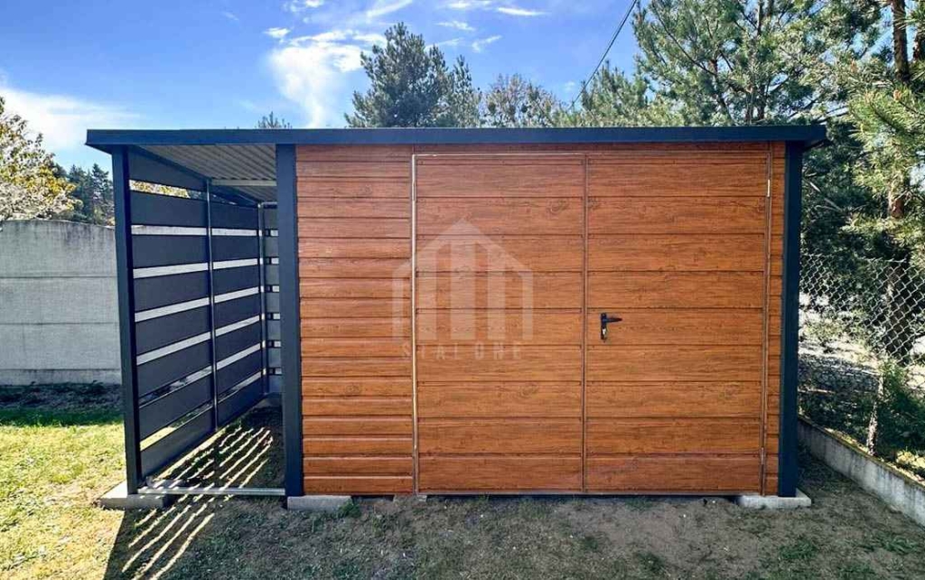 Schowek - domek ogrodowy 3x3 m + wiata 1x3 m brama dach SO206 Braniewo - zdjęcie 4